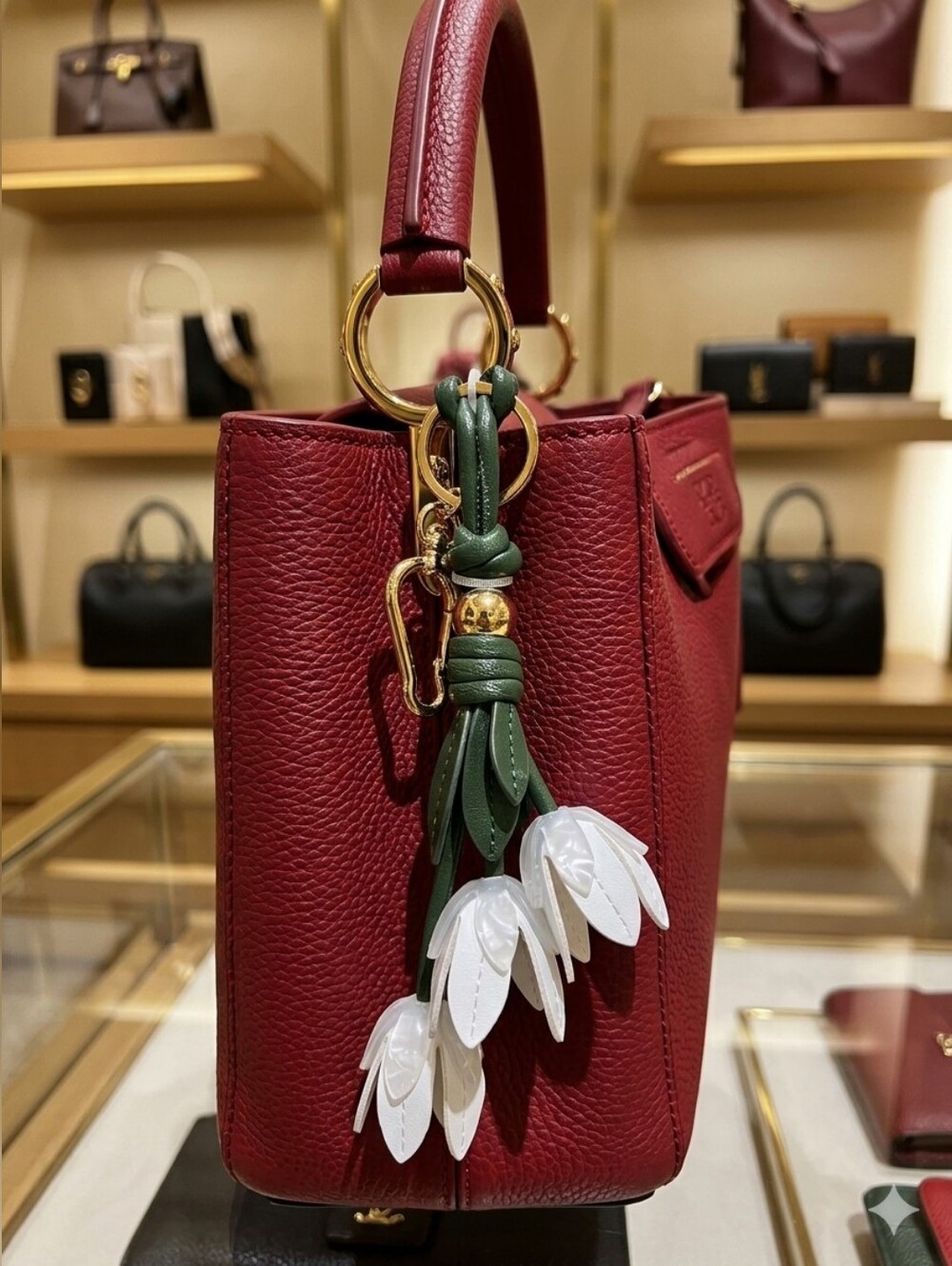 Piper K White Floral Bag Charm - Picture 4 of 7